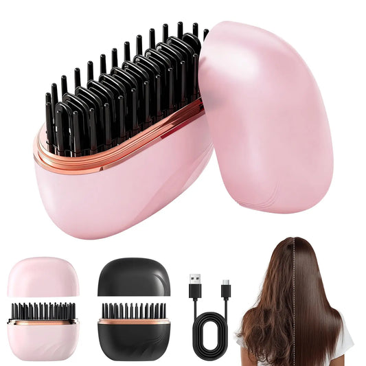 Mini Cordless USB Rechargeable Hair Straightening Brush