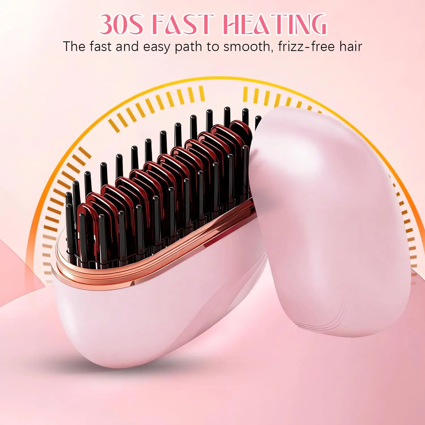 Mini Cepillo Alisador de Pelo Inalámbrico Recargable USB