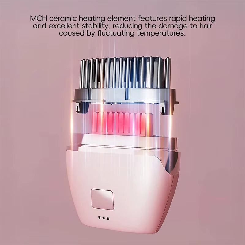 Portable Kundan Wireless Hair Straightener LED Display Rechargeable USB Power Source Ceramic Negative Ion for Household Use
